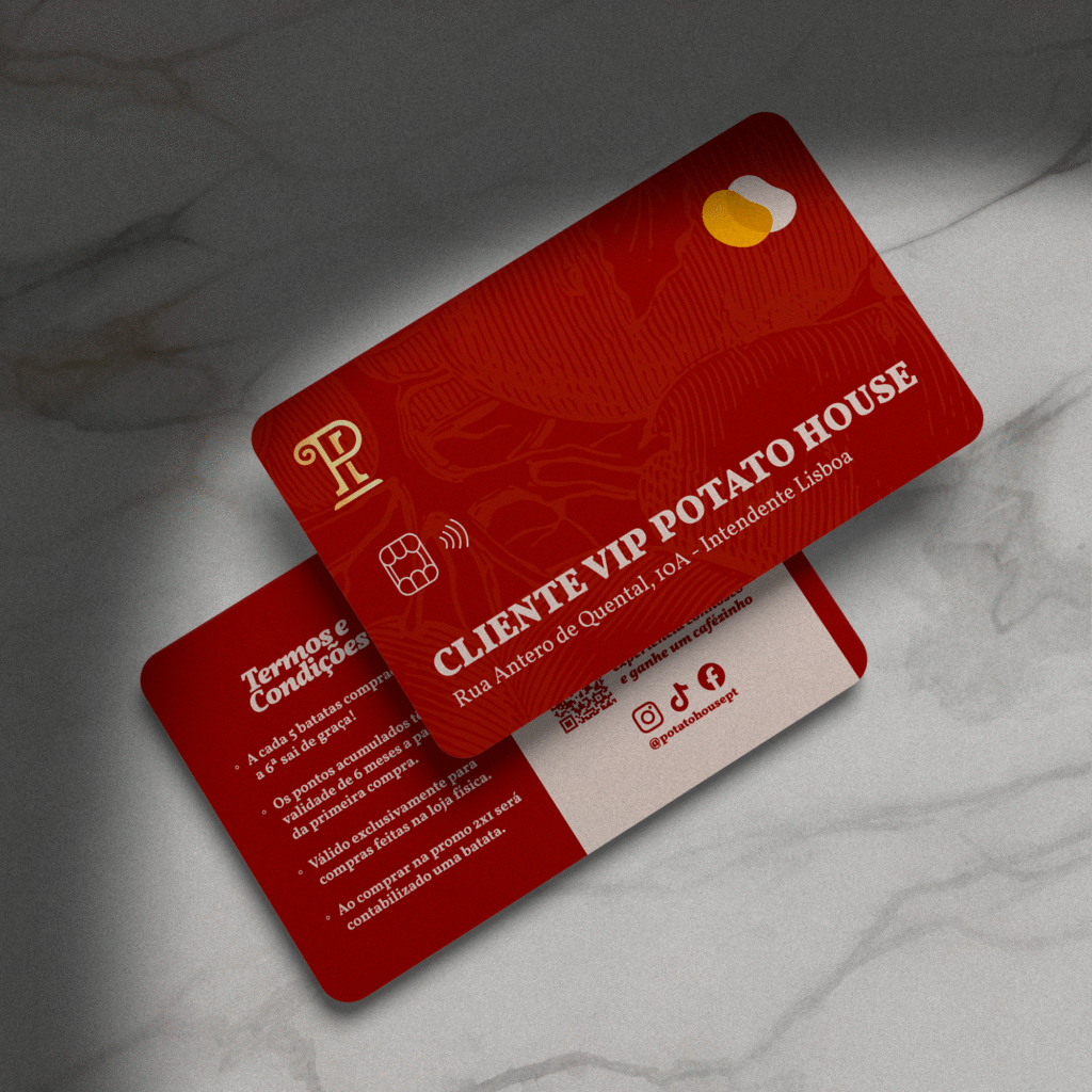 Mockup do Cartão Fidelidade do Clube da Batata oferecida pela Potato House